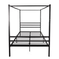 Black Queen Size Metal Canopy Bed with Headboard K47352