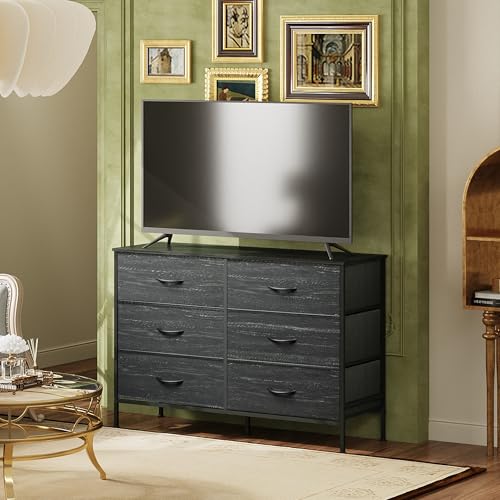 Wide 6 Drawer Fabric Storage Dresser I93695