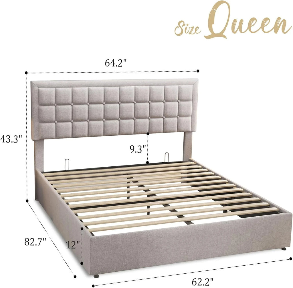 King Size Lift Up Storage Upholstered Platform Bed Frame K929464