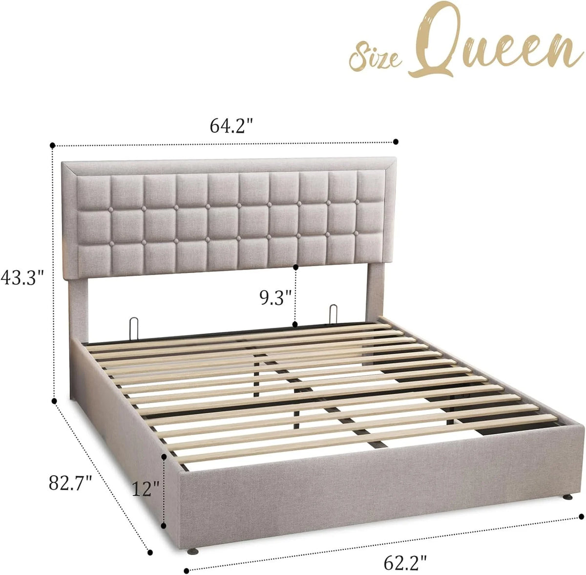 King Size Lift Up Storage Upholstered Platform Bed Frame K929464