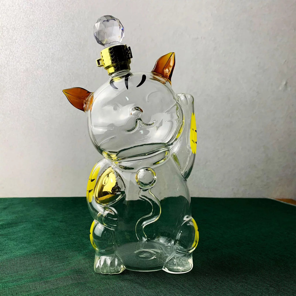 Cat Shaped Glass Decanter with Airtight Stopper V29195