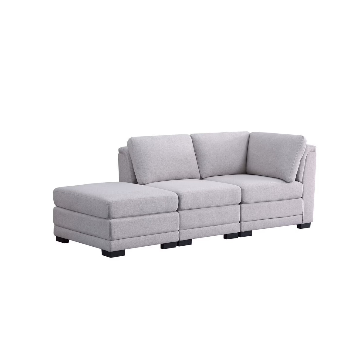 Light Gray Linen Fabric Reversible Sofa with Ottoman S247226