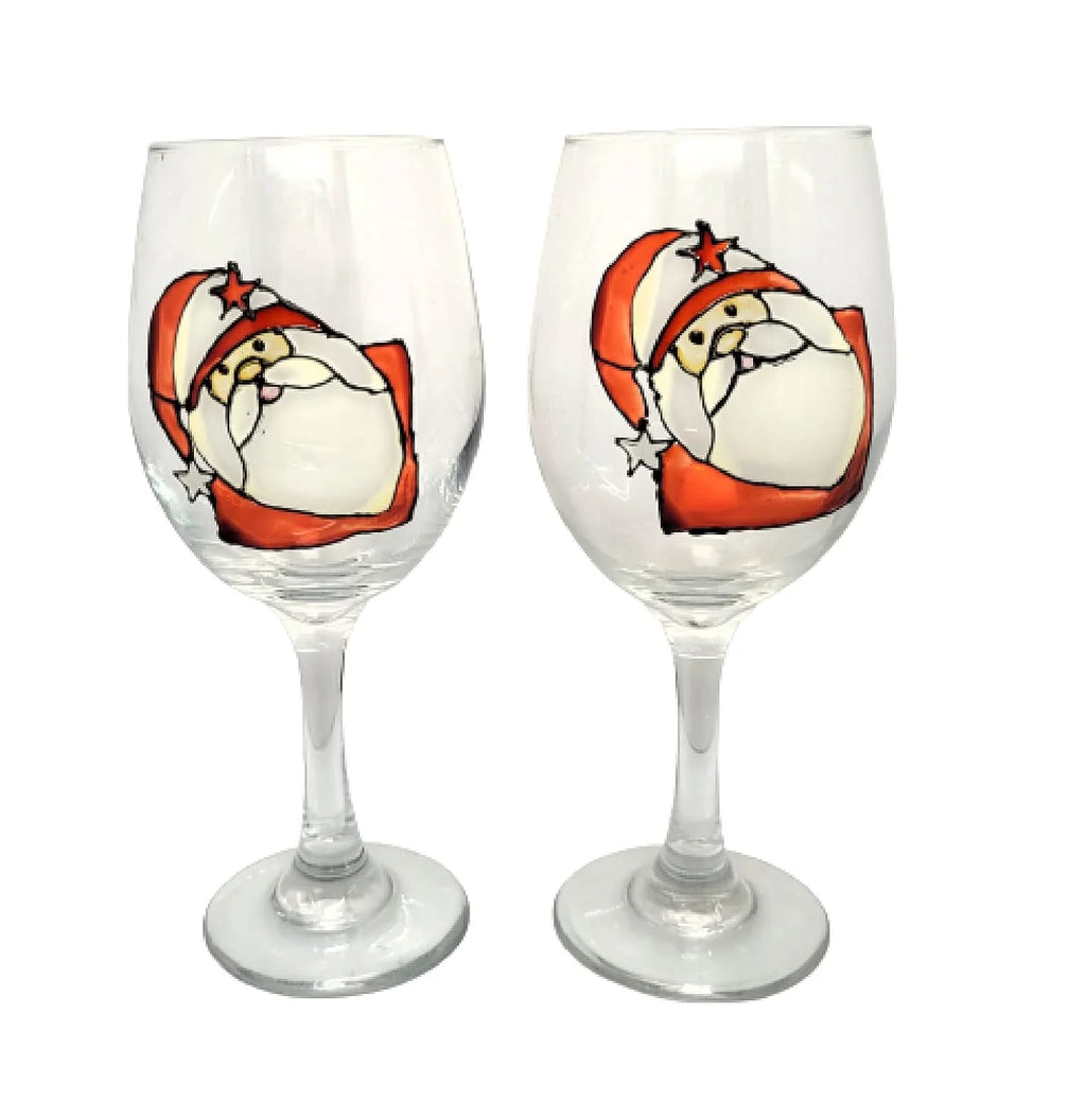 Hand Painted Stemmed Wine Glasses Set Of 2 R76508