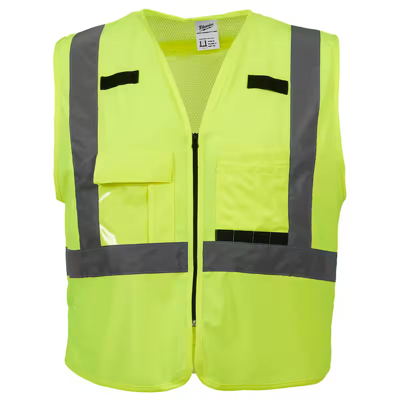 Yellow Class 2 High Visibility Safety Vest with 10 Pockets K45740