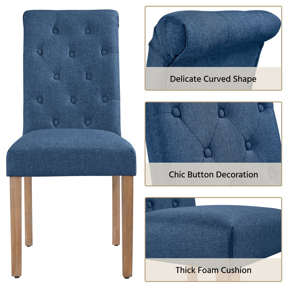 Blue Fabric Upholstered Dining Chair Set of 2 D521708