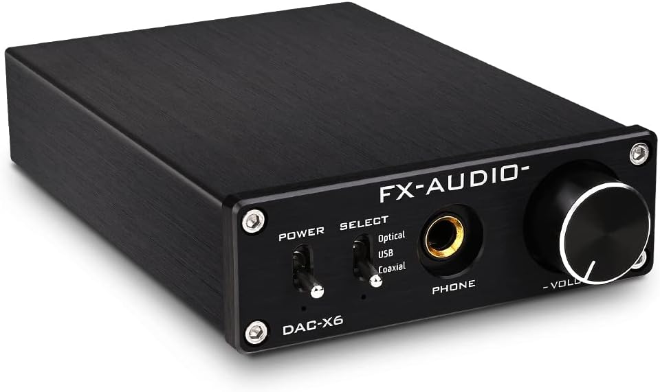 DAC-X6 Mini HiFi 2.0 Digital Audio Decoder DAC Input USB/Coaxial/Optical Output RCA/Headphone Amp 24Bit/96KHz DC12V Black Pack of 2 L87507