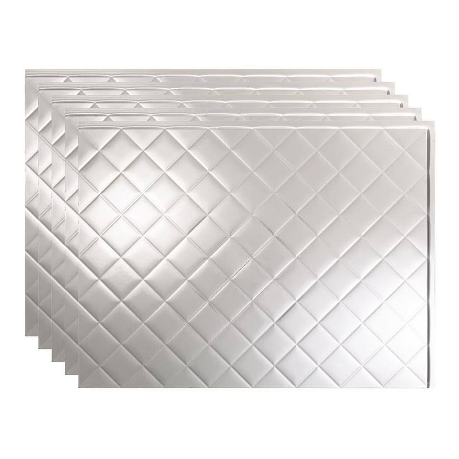 18in x 24in Quilted Brushed Aluminum Backsplash Panel (5 Pack) C559843