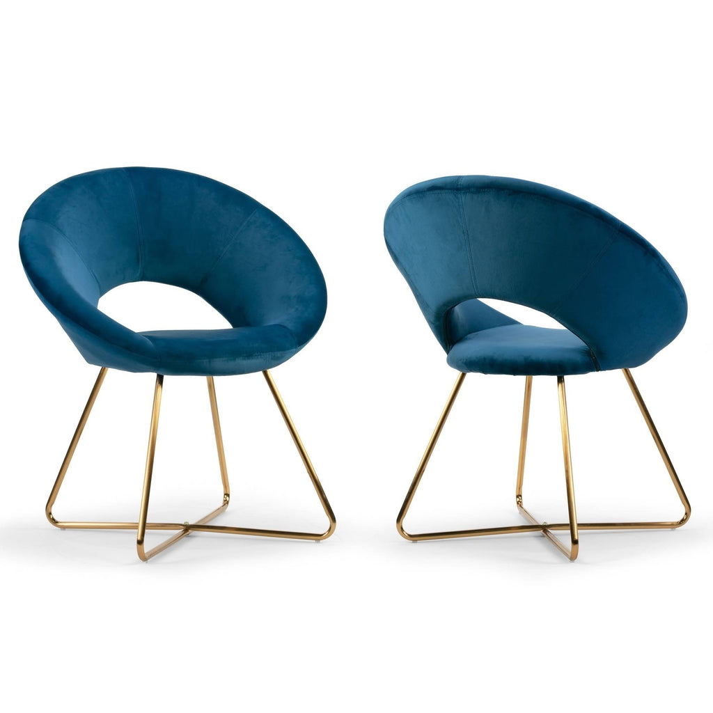 Blue Velvet Dining Chair with Metal Legs Y30369