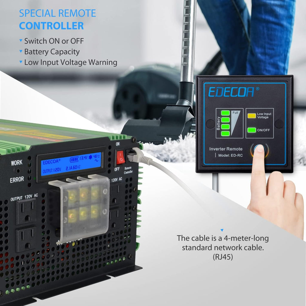3500W Pure Sine Wave Power Inverter DC 12V to AC 120V with LCD Display and Remote Controller K70444