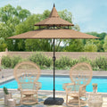 9ft Tan Patio Umbrella with Crank V3116