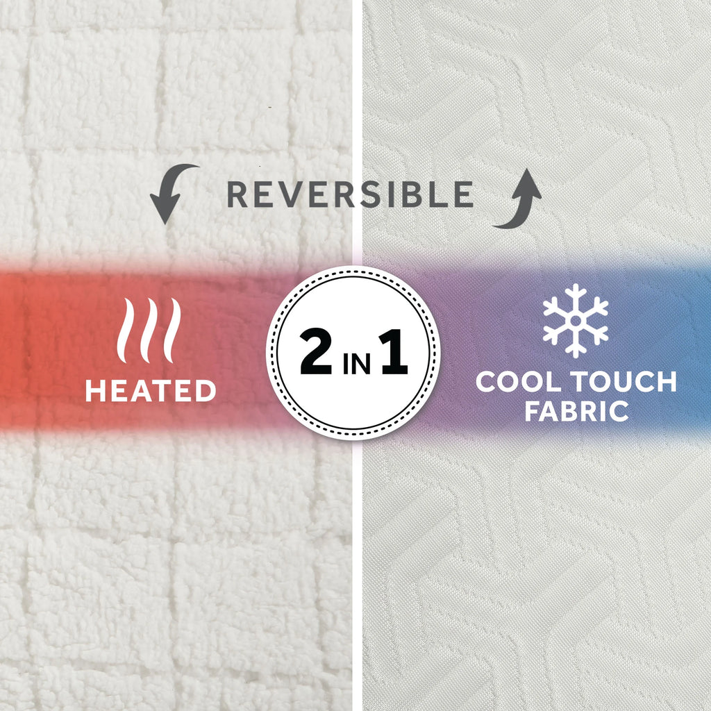 2-in-1 Reversible Heated and Cooling Mattress Pad Queen Size O4608