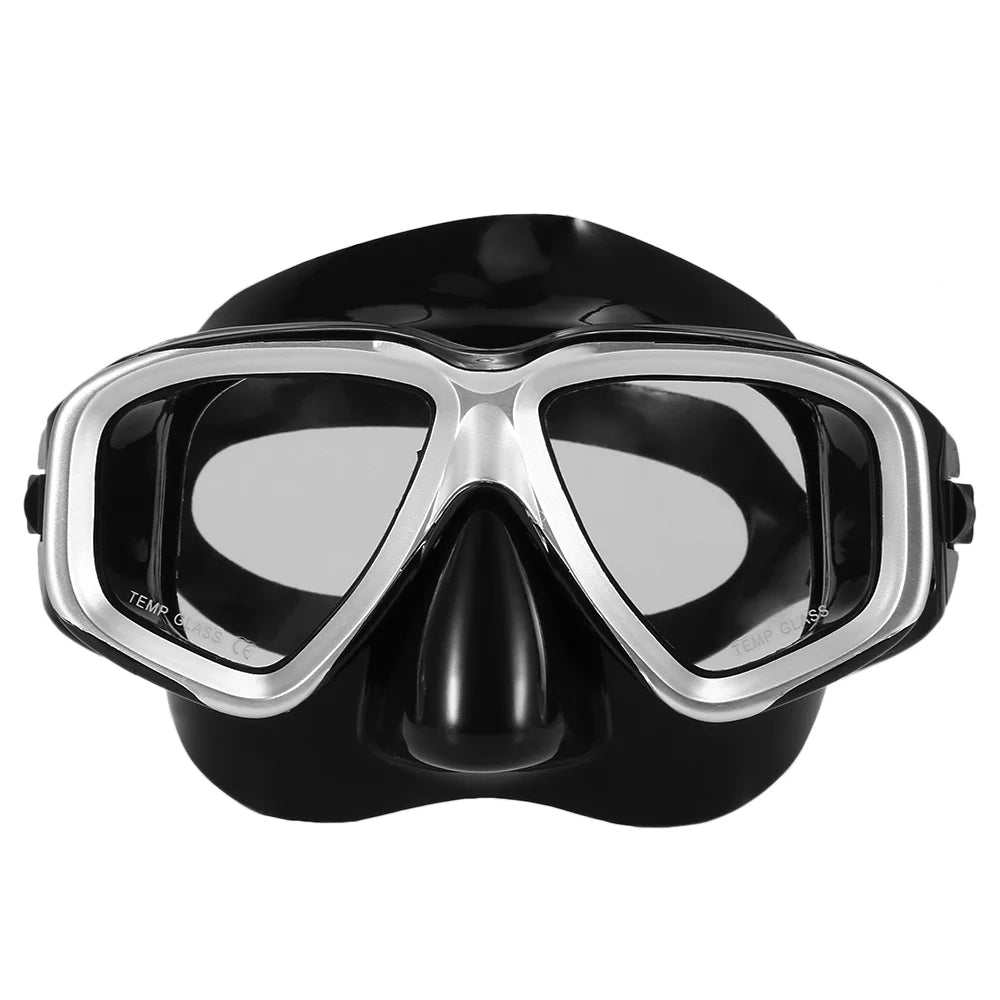 Freediving Snorkel Set with Tempered Glass Lens Goggles L355
