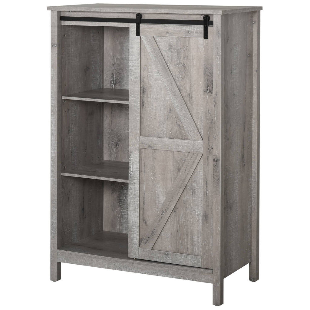 Rustic 3-Tier Storage Cabinet with Barn Door D147188