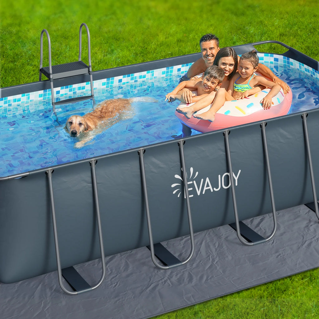 14' x 7' x 48" Rectangle Metal Frame Above Ground Swimming Pool Q747