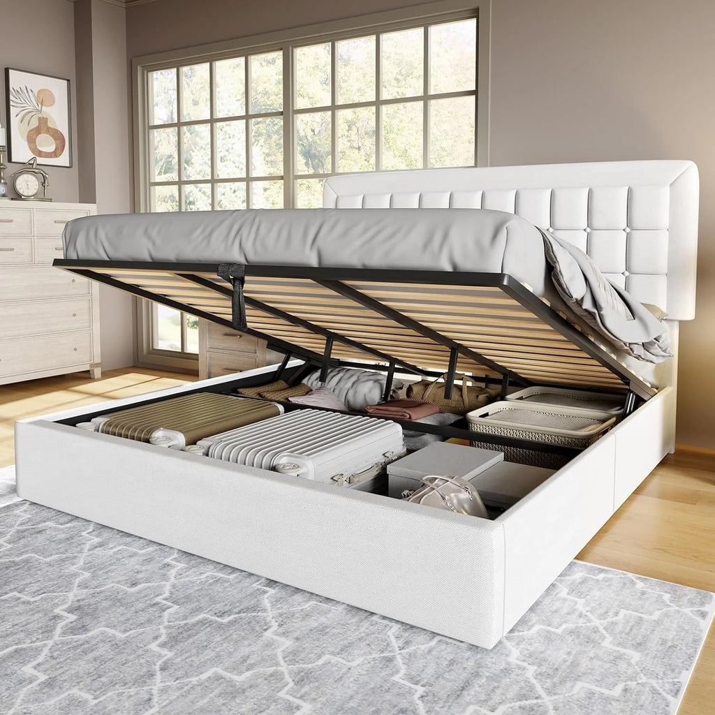 King Size Lift Up Storage Upholstered Platform Bed Frame K929464