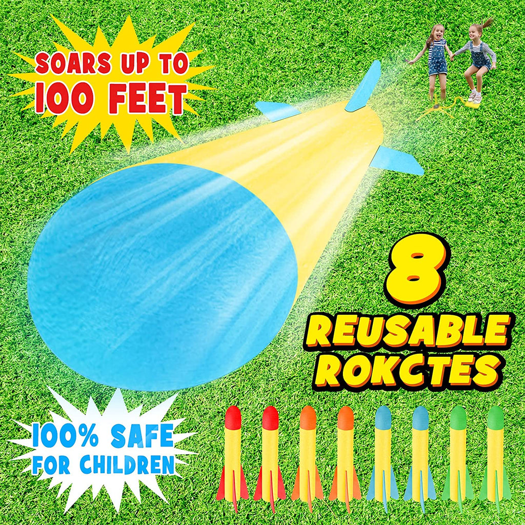 Terra Toy Rocket Launcher, 2 Launchers & 8 Foam Rockets, Outdoor Toy X75370