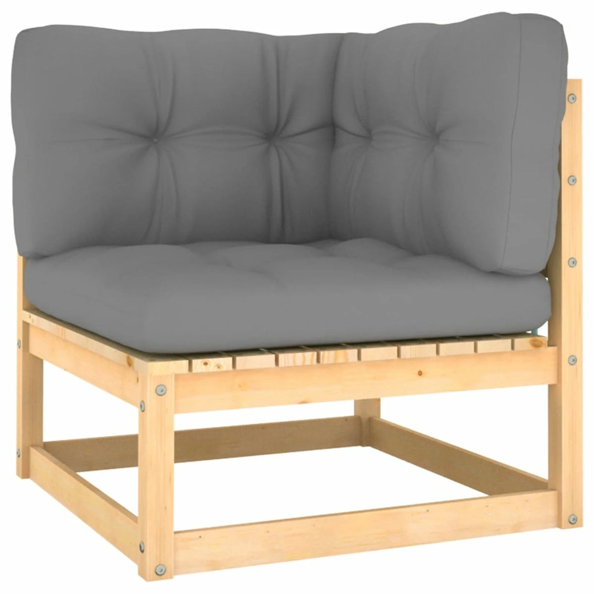 12 Piece Gray Cushioned Pinewood Sectional Outdoor Furniture Set L673501