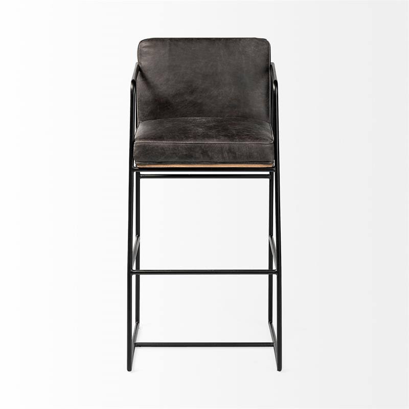 Black Leather Bar Stool V8532