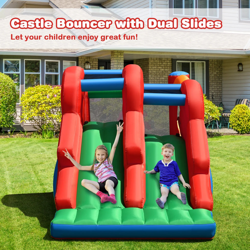 Inflatable Bounce House 3-in-1 Dual Slides Jumping Castle with Blower C265