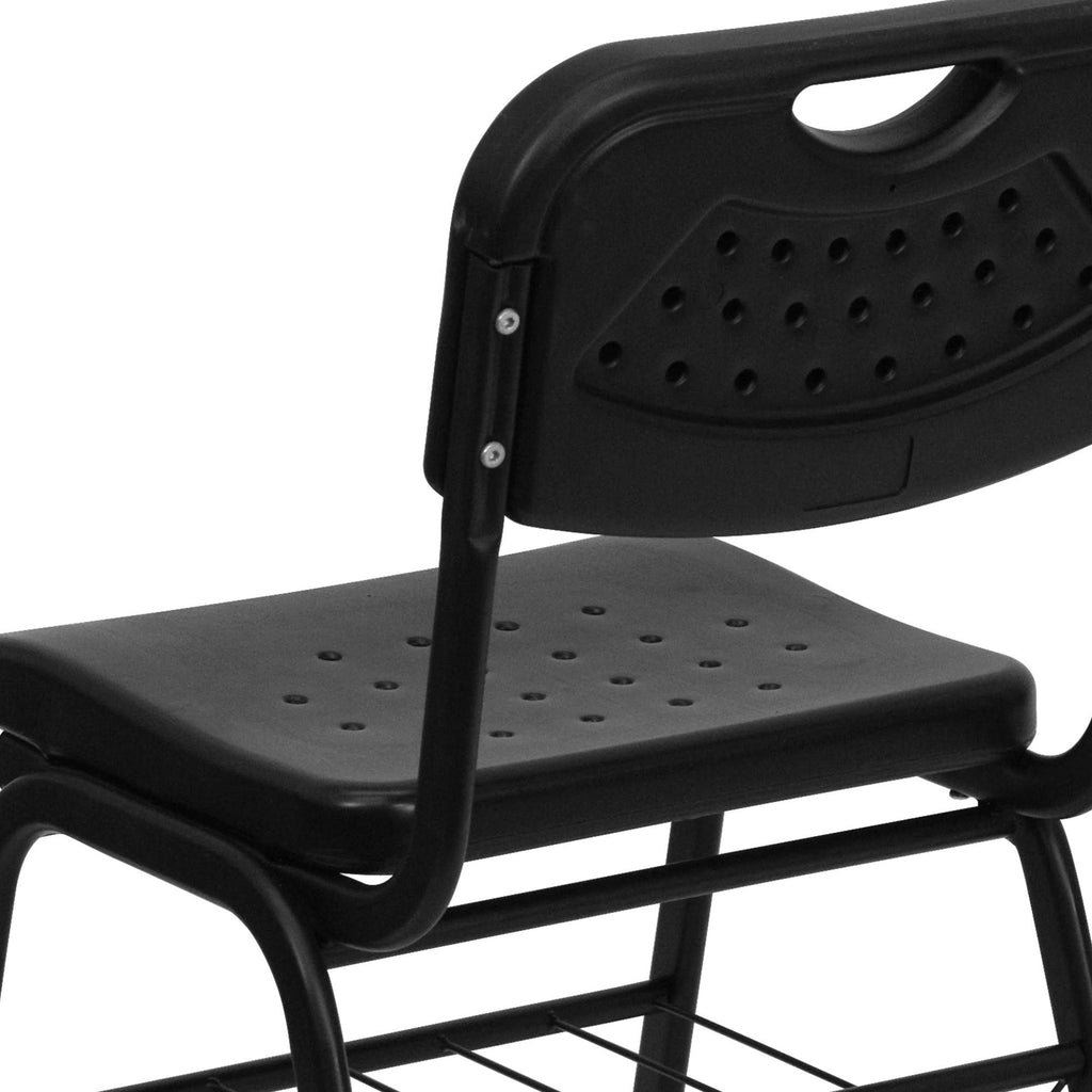Black Frame Plastic Chair with Book Basket L690490