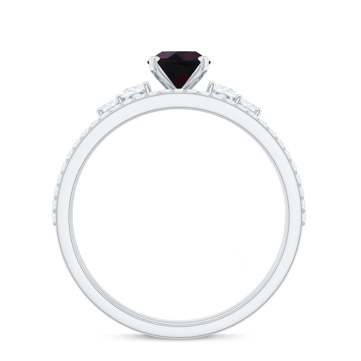 Oval Black Opal Solitaire Ring Set with Diamond, 925 Sterling Silver K1130