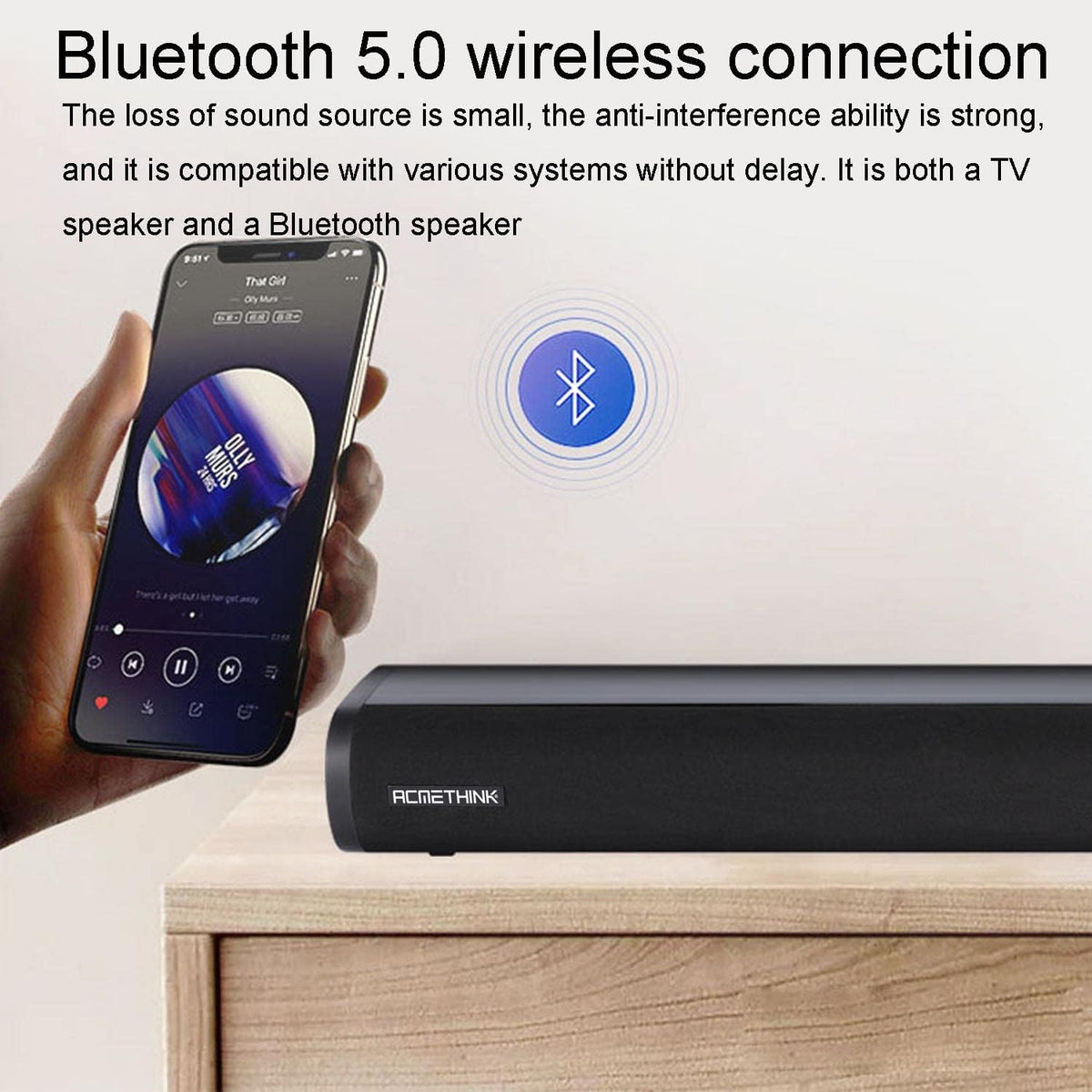 24-Inch Sound Bar with Bluetooth 5.0, USB, AUX/RCA, Optical, HDMI ARC, Pack of 2 I574451