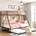 Black Metal Twin Over Twin Bunk Bed with Trundle F68713