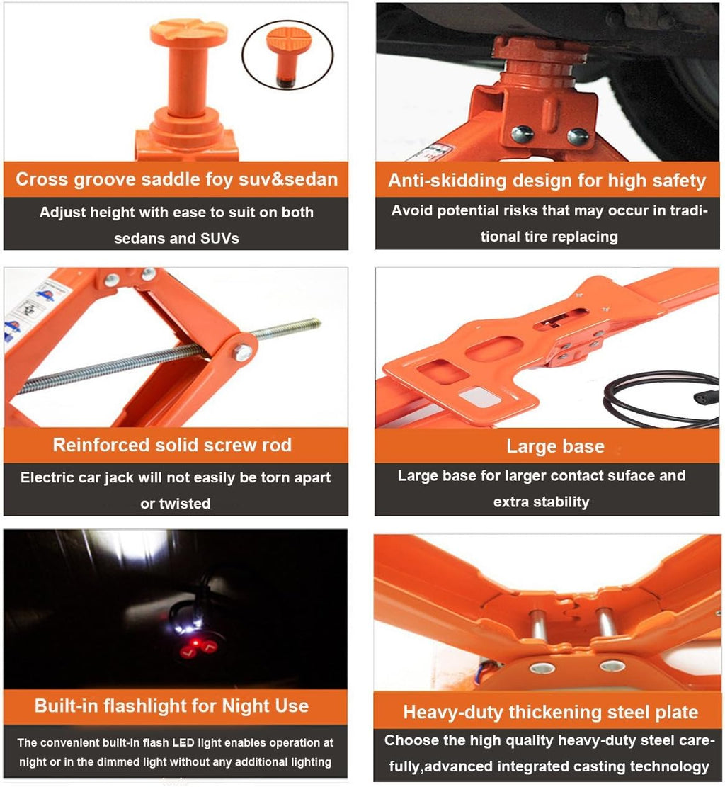 Electric Car Floor Jack 5 Ton 12V Scissor Lift Jack Set with Remote F47173