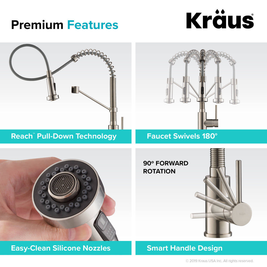 Commercial Kitchen Faucet with Soap Dispenser, Spot Free Stainless Steel S7699