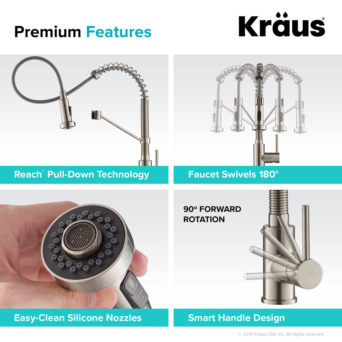 Commercial Kitchen Faucet with Soap Dispenser, Spot Free Stainless Steel S7699