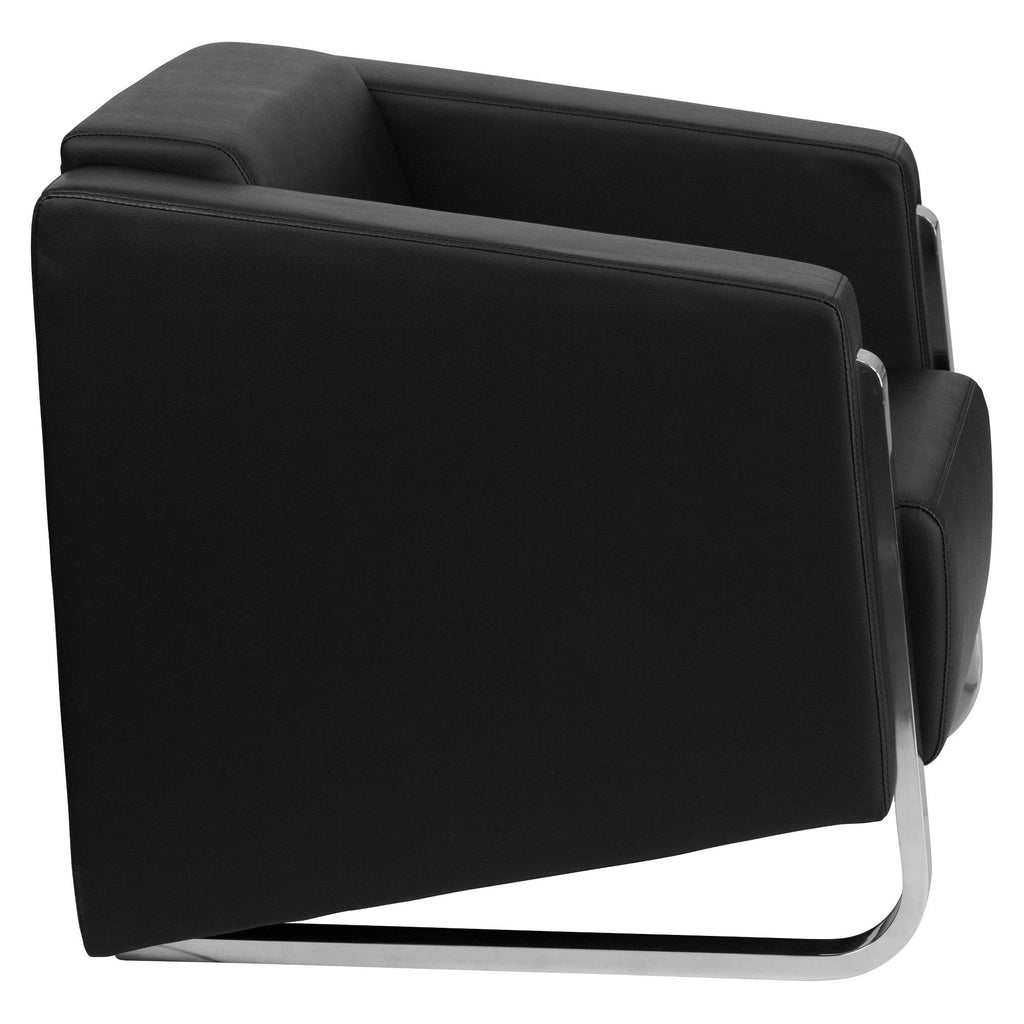 Black Leather Chair with Stainless Steel Frame Q1650