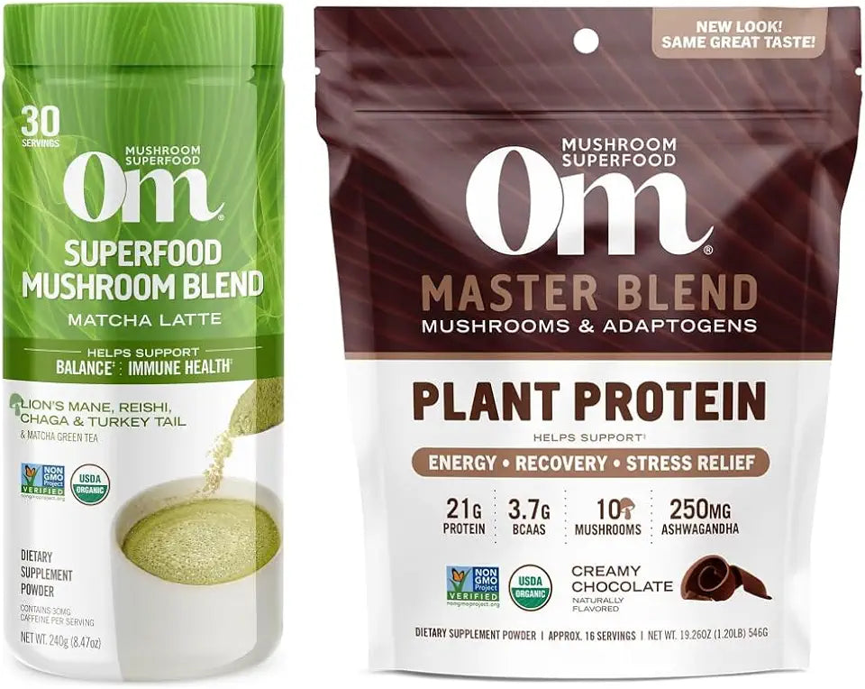 Matcha Latte Mushroom Powder and Plant-Based Protein Powder Bundle Z8943
