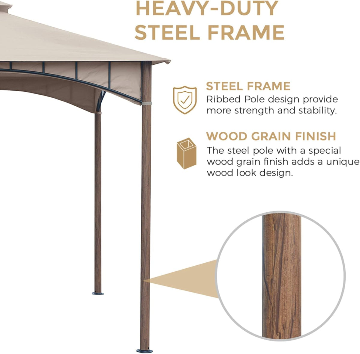 10x10 Waterproof Steel Gazebo (Beige) T171