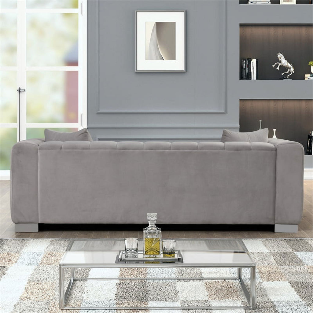 3-PC Velvet Sofa and 2 Armchairs Set Light Gray S12720