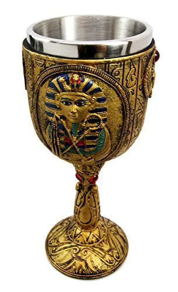Golden Hieroglyphic Design 6oz Wine Goblet U2767