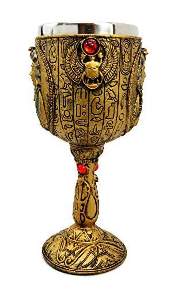 Golden Hieroglyphic Design 6oz Wine Goblet U2767