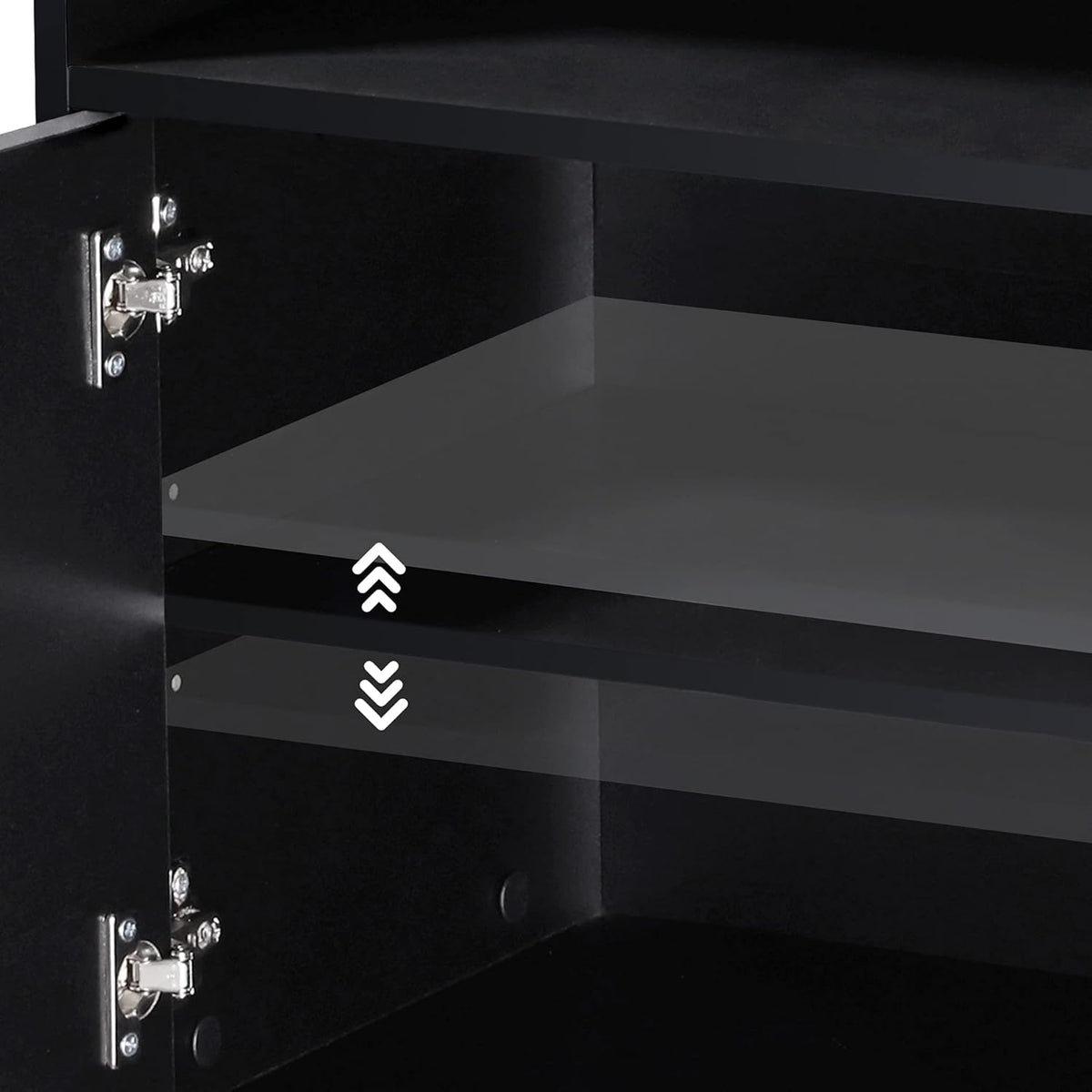 Mobile Black Wood Printer Stand with Storage Shelves and Wheels Q5251