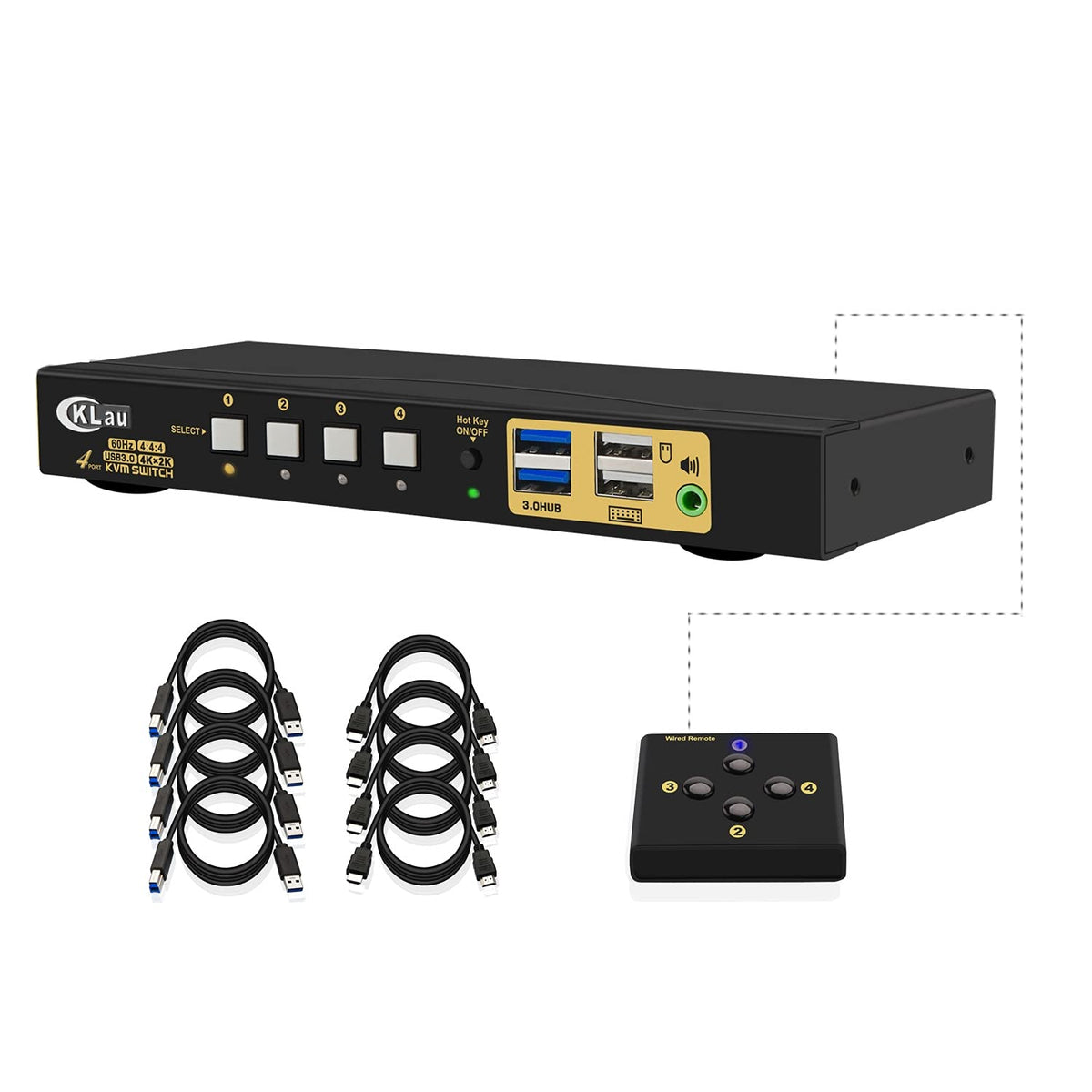 2 Port 3 Monitor KVM Switch HDMI with Audio K1485