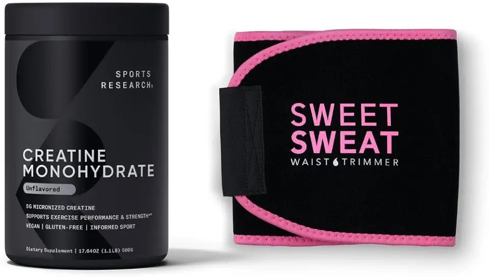 Creatine Monohydrate and Waist Trimmer Black/Pink Medium T59121