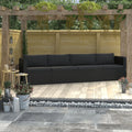 4 Piece Poly Rattan Patio Sofa Set with Cushions Black Z104