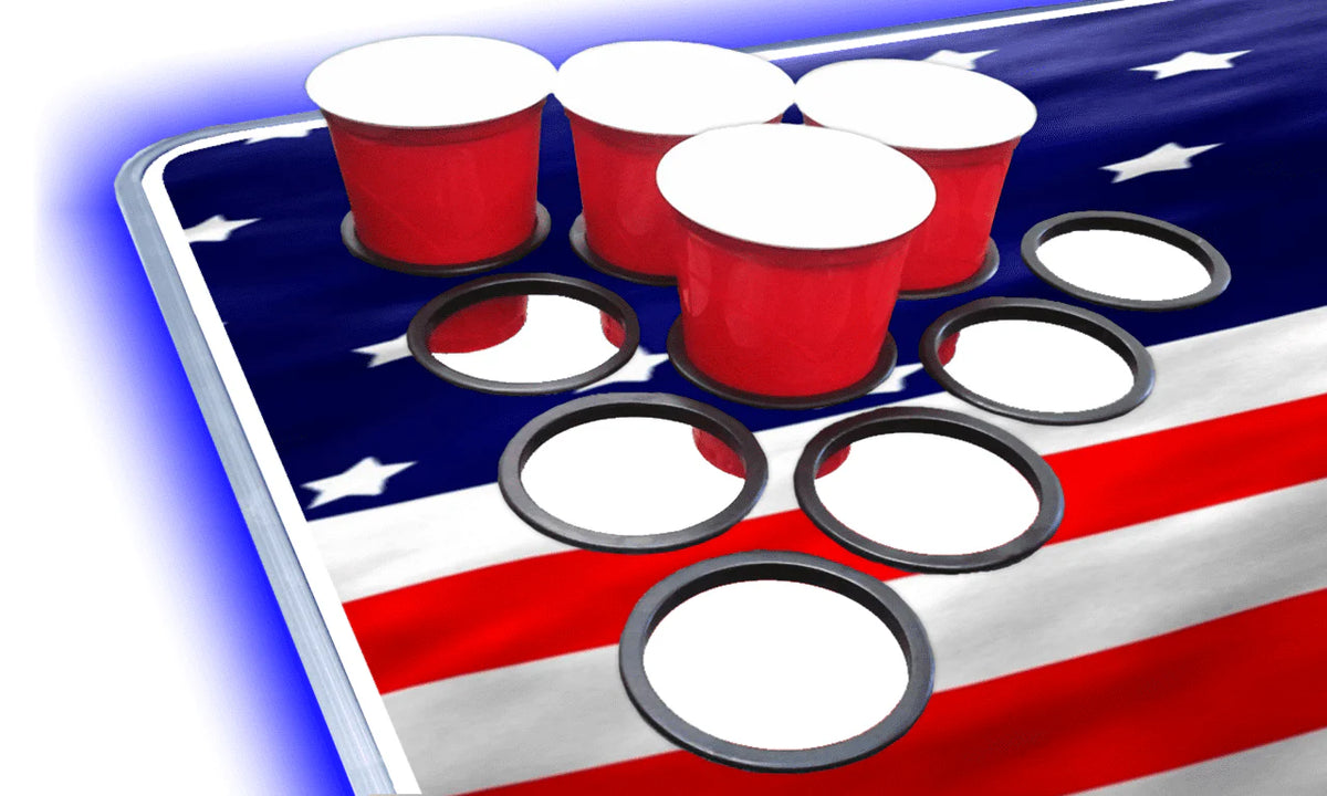 8-Foot Beer Pong Table with Cup Holes, LED Lights, Dry Erase Surface A76176