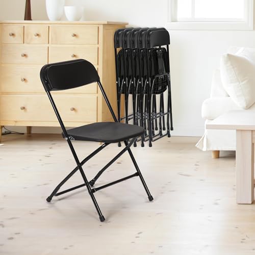 Black 10 Pack Plastic Folding Chair 350 LB Weight Capacity N536388
