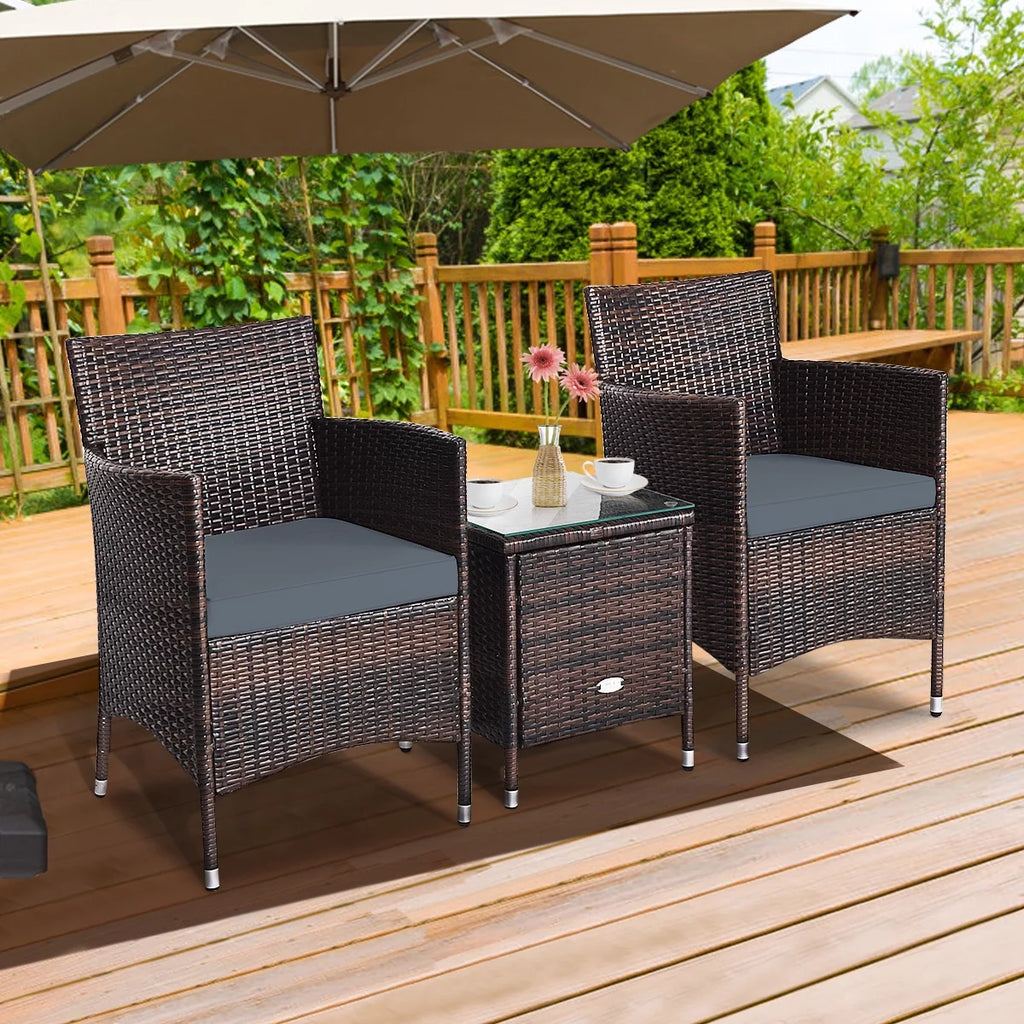 Outdoor Rattan Conversation Set 3 Pieces Q28404