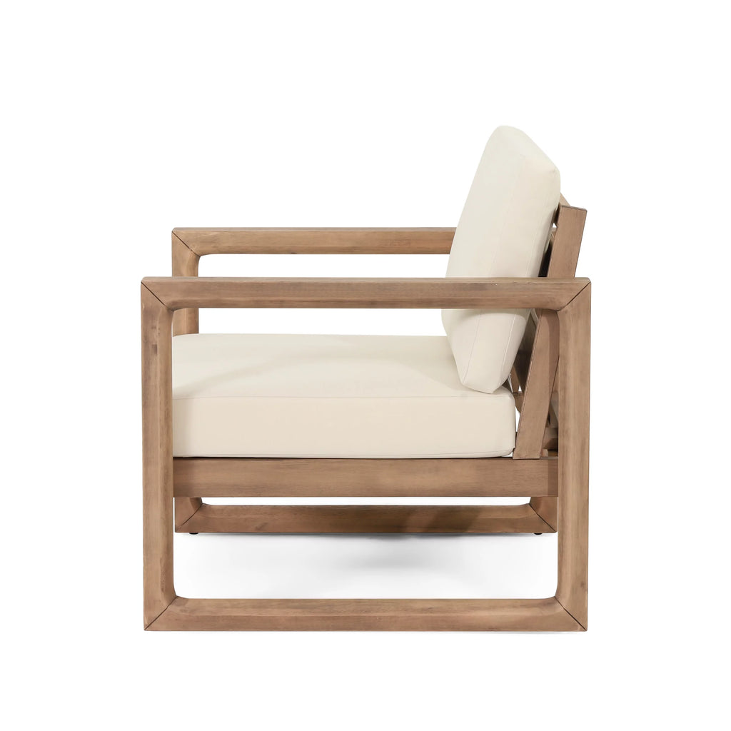 Acacia Wood Outdoor Club Chair with Cushions C8066