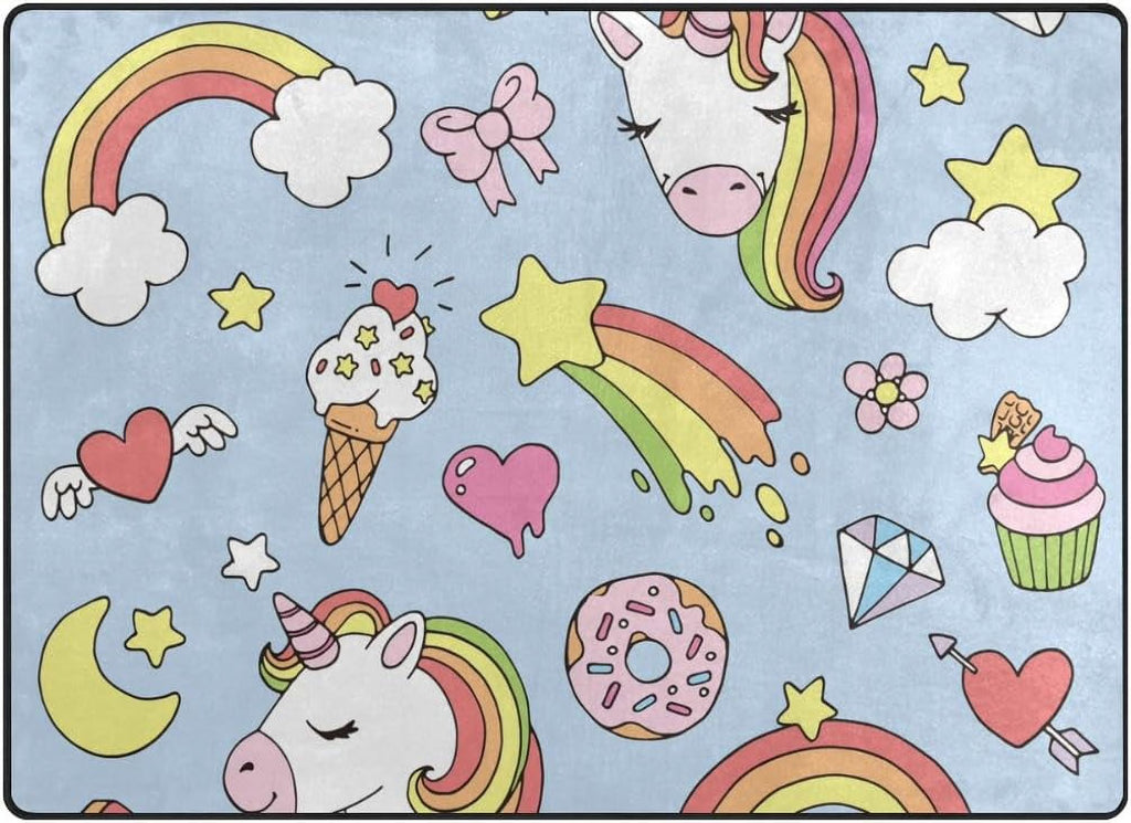 Cartoon Unicorn Lightweight Carpet Mats, 6'8" x 4'10" Area Rug T9341
