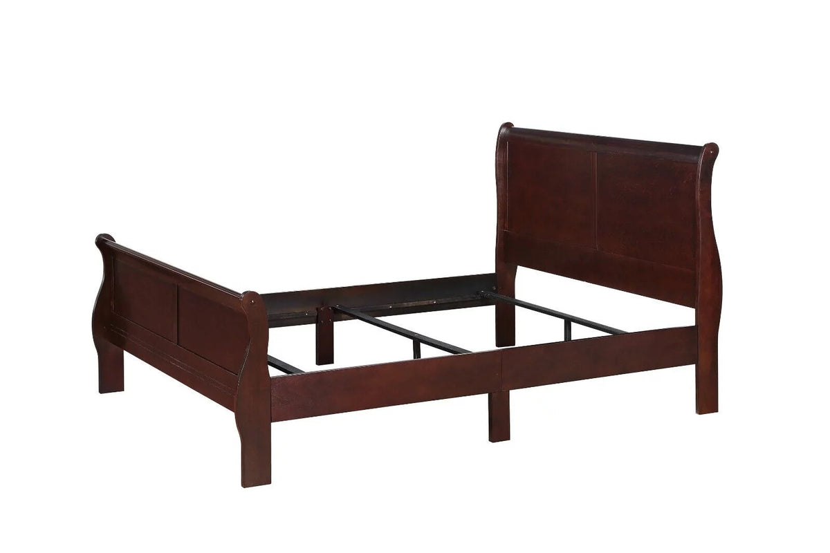 Twin Size Panel Bed Cherry Brown Finish E987356