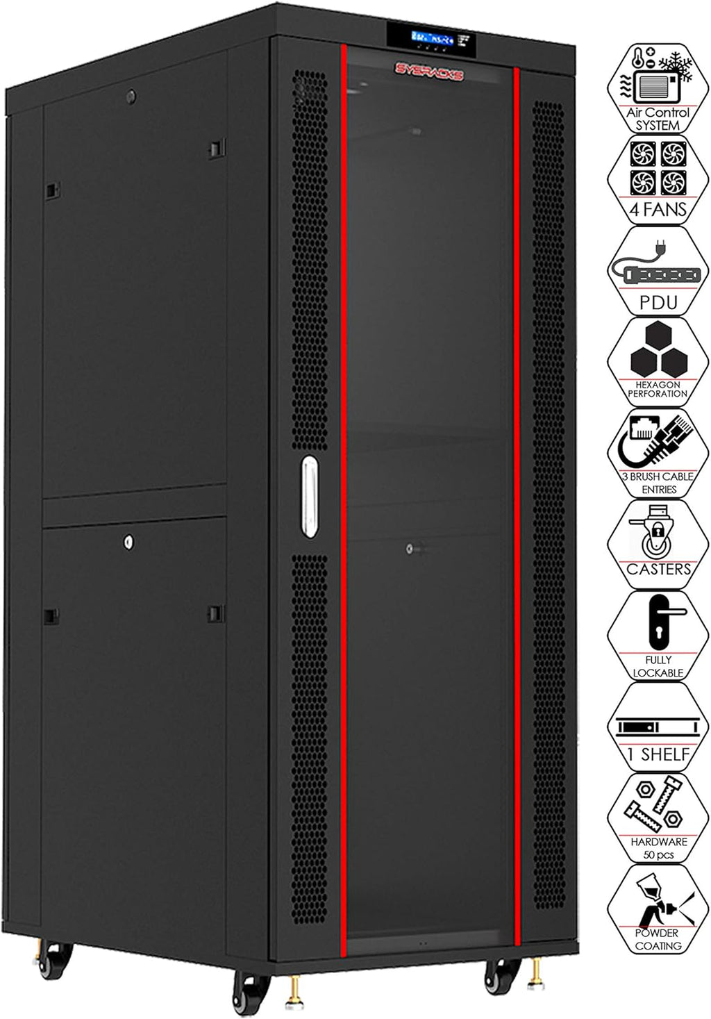42U Locking Server Rack Cabinet Enclosure on Wheels B46395