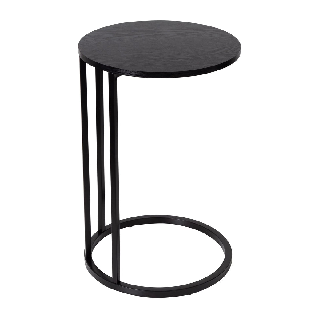Black Wood and Metal Round End Table V290188