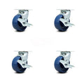 5 inch x 2 inch Solid Polyurethane Swivel Caster Set with Brakes G4079