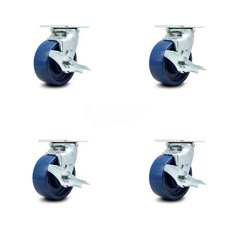 5 inch x 2 inch Solid Polyurethane Swivel Caster Set with Brakes G4079
